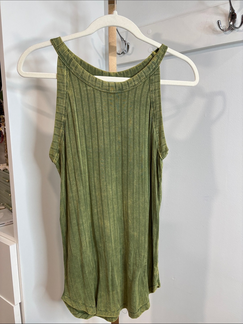 Zenana Outfitters Olive Green Ribbed Tank Top